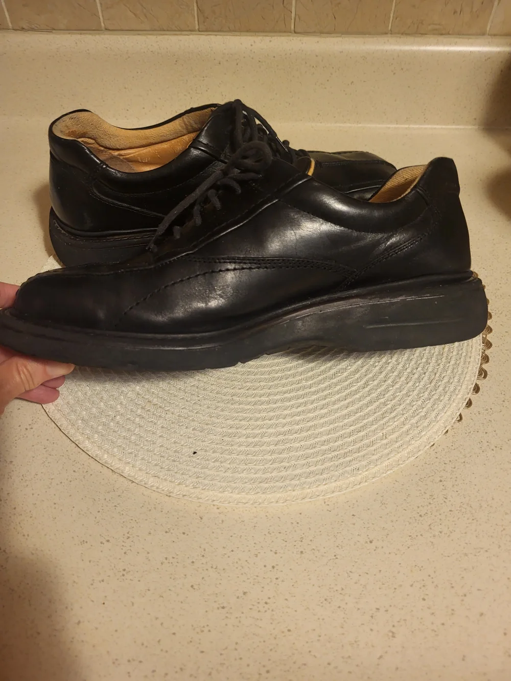 Vintage Y2K 90's Men's London Underground Black Leather Oxford Shoes Sz. 11